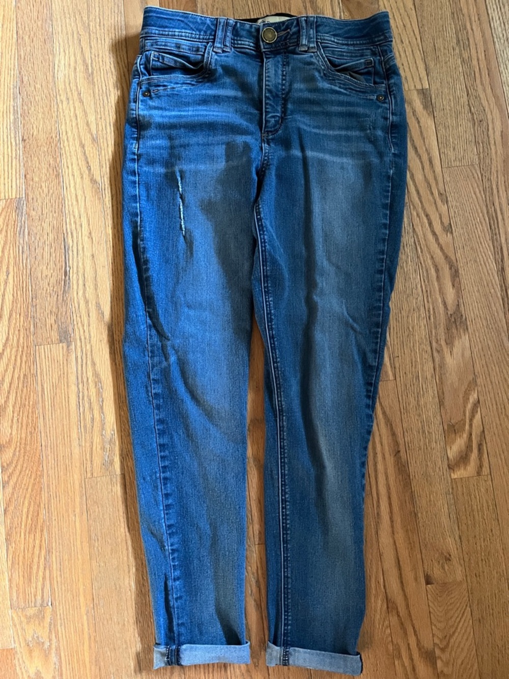 Democracy Indigo Skinny Jeans with Faded Details